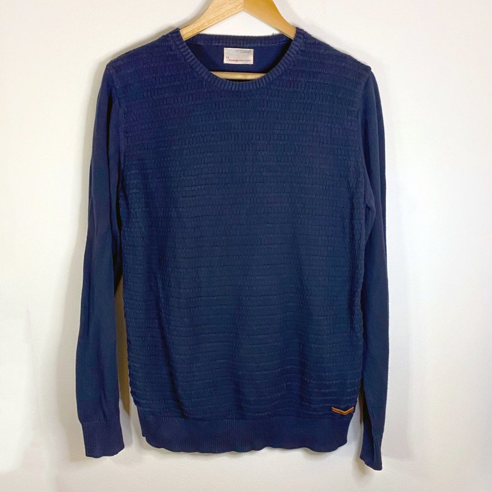 Knowledge Cotton Apparel Men's Navy Knit Sweater, Size M